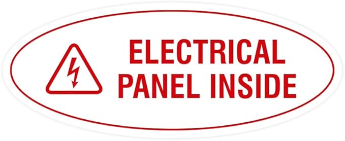 Signs ByLITA Oval Electrical Panel Inside Sign (White/Red) - Medium 2 Pack
