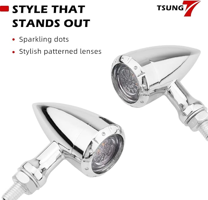 TSUNG 2PCS Motorcycle Bullet LED Front Turn Signal White Amber Light SMD - Image 5