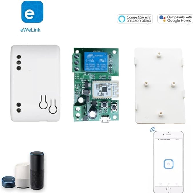 MHCOZY WiFi Smart Switch Relay Module for Home Automation,Add WIFI to access control garage door,eWelink app Remote Dry Contact,Compatible with Alexa,Google assistant (1CH WIFI Bluetooth)