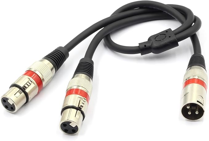 SiYear XLR Splitter Cable - XLR Male to Dual Female 3 Pin Patch Y Cable Balanced Microphone Splitter Cord Audio Adapter (50CM/1.5FT)