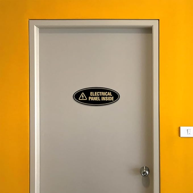 Signs ByLITA Oval Electrical Panel Inside Sign (White/Red) - Medium 2 Pack