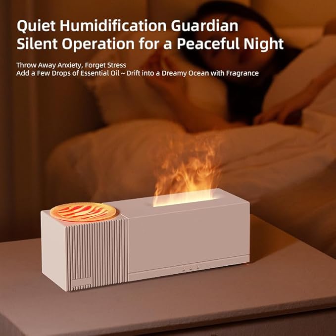Essential Oil Diffuser, Ripple Projection Vibe Flame Oil Diffuser - Aromatherapy Aroma Humidifier, Upgrade 7 Flame Colors Noiseless 150ml Remote - Perfect for Bedroom Home Office (Ripple Black)