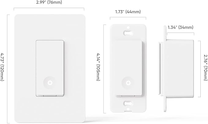 TREATLIFE Smart Switch 4 Pack, 2.4Ghz WiFi Light Switch Single-Pole, Neutral Wire Required, Works with Alexa, Google Home and SmartThings, Smart Home Remote Control, FCC Listed