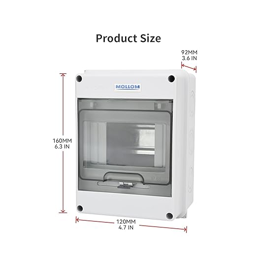 MOLLOM 5 Way Circuit Breaker MCB Distribution Protection Box with DIN Rail, IP65 Waterproof,for Indoor and Outdoor