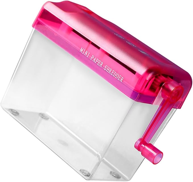 Manual Desktop Paper Shredder Red Small Handheld Shredder for Office and Home Use Wear-Resistant for A4 Paper and Cards