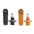 250A Battery Energy Storage Connector, 70mm² High Current Connectors IP67 Waterproof Copper Plate Wiring Power Adapter Quick Plug Terminal Right Angle Plug and Socket (1500V Black+Orange)
