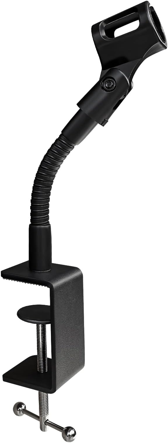 6-INCHS Flexible Gooseneck Microphone Stand with Heavy Duty Desk Clamp for Podcast, Meetings, Lectures, Radio Broadcasting Studio, Live Broadcast Equipment, TV Stations