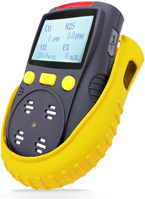 ATO Handheld Multi Gas Detector, CO, H2S, O2, LEL, 4 Gas Monitor, with Sound, Light and Vibration Alarms (with Data Logging)