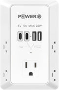 Electrical Outlet Extender with USB Ports (2C2A), Snug Wall Outlet, Surge Protector, Wall Plug Adapter for Multiple Devices, Wall Socket Expander