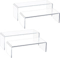 Blaithom Acrylic Display Riser Stand,4Pcs 12'' Length Tier Display Stands, Thickened to 0.2''(5mm) Acrylic Shelf Risers for Perfume Display,Risers for Buffet Table,Cupcake Stand,Pop Figurines,Tumbler,Food