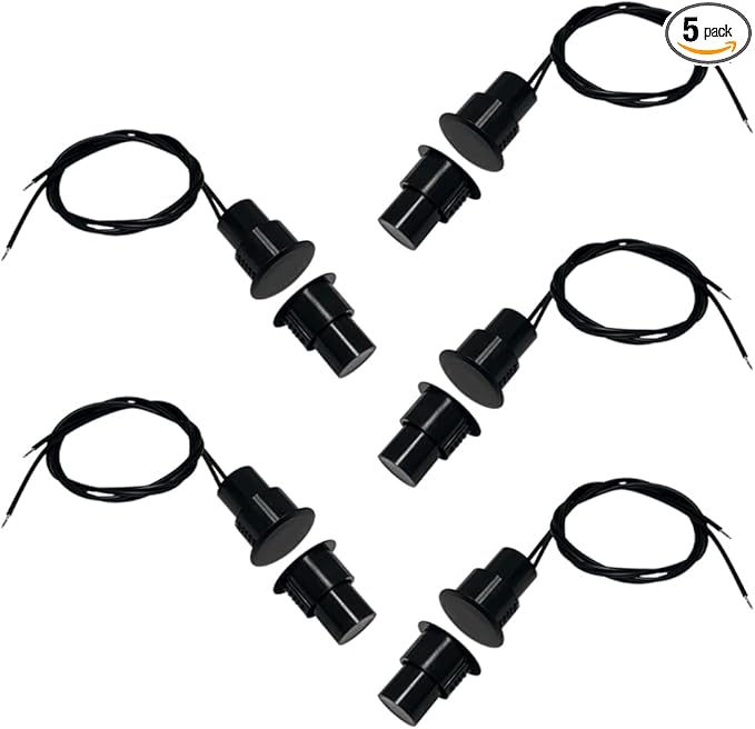 5 Sets Flush Mounted 3/4" Door Magnetic Contacts Alarm Switch Sensor NC Type (Black)
