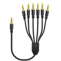 MysRuida 3.3ft 1/8” 3.5mm TRRS Stereo Audio Cable, 1 to 6 Splitter Male Aux Cord, 4 Pole Jack Headphone MIC Adapter for Smart Phones, MP3, Laptops, Speaker, Don’t Support MIC of iOS Headphone
