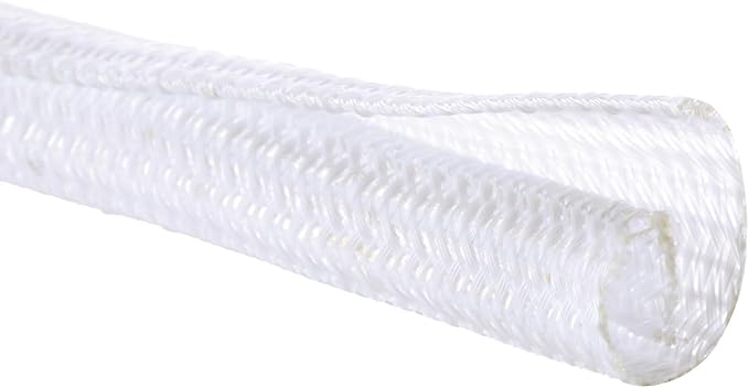 QCSIW 3/4"-25ft Braided Cable Sleeve Protector - Self-Wrapping Split Wire Loom for Home Theater, Pet-Proof Cord Organizer, Heat-Resistant, White