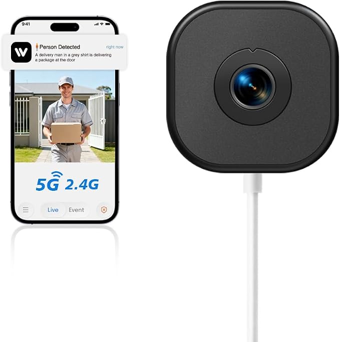 2K Window Camera, 5Ghz & 2.4Ghz WiFi Security Camera by DETIKO