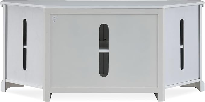 Leick Home Mateo Corner TV Stand, for 65 in. TV, 2 Glass Doors and 2 Soild Doors, White, 85386
