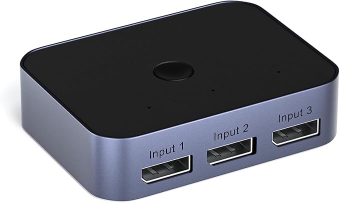 Y.D.F 8K@60Hz DisplayPort Switcher 3 in 1 Out DP1.4 32.4Gbps Data Transfer Switcher Box Aluminum Support 4K@120Hz HDR 3D Compatible with PC/Monitor/Laptop/UHD TV/Discrete Graphics Card