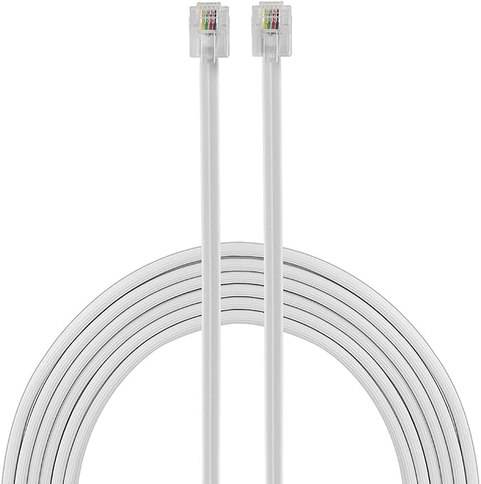 Power Gear Telephone Line Cord, 100 Feet, Phone Cord, Modular Jack Ends by Power+Gear
