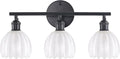 Shenmoyl Bathroom Light Fixtures, 3-Light Black Vanity Wall Light Over Mirror with White Tulip Glass Shade for Bedroom Living Room (Bulb Not Included)