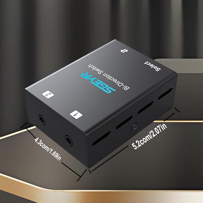 SGEYR Audio Switcher 3.5mm Bi-Direction Switch 2-in-1 Out/ 1-in-2 Out Audio Stereo Mixer Mini Sound Mixer for PC Versatile Connectivity