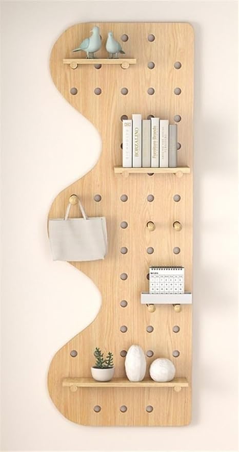 White Wooden Wall Organizer for Home & Office - Versatile Hanging Storage Display Panel Kit for Entryway, Kitchen, Craft Room - 15.7"x47.2" Perforated Design
