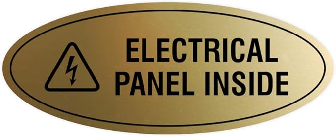 Signs ByLITA Oval Electrical Panel Inside Sign (Brushed Gold) - Small