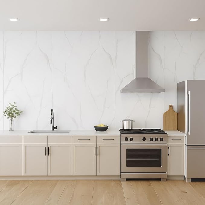 Dundee Deco Faux Marble Wall Panels - Sample - Glossy, Waterproof Indoor Wall Cladding - White, Grey Veins - Sample 6" x 6"