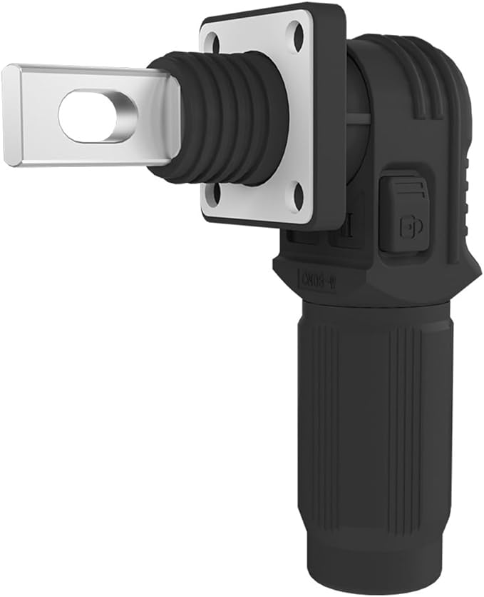 1 Set Battery Energy Storage Connector, Quick Plug Terminal High Current Connectors Copper Plate Wiring Adapter Right Angle Plug and Socket IP67 Waterproof Power Connector 200A 50mm² (200A, Black)