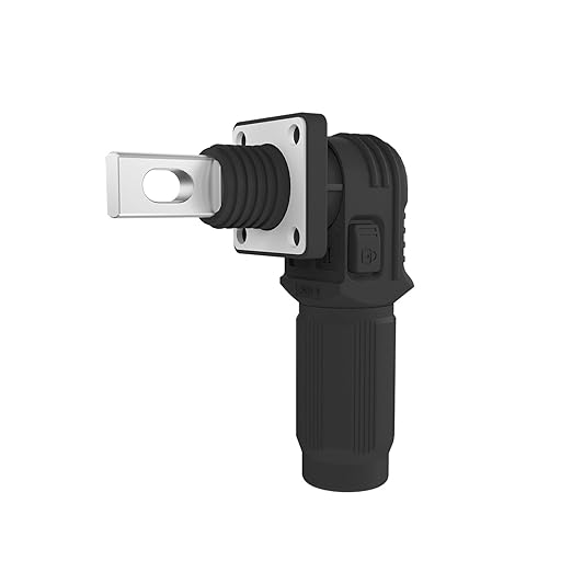 70A Battery Energy Storage Connector, 10mm² High Current Connectors IP67 Waterproof Copper Plate Wiring Power Adapter Quick Plug Terminal Right Angle Plug and Socket (1000V Black+Orange)