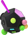 Fidget Dodecagon –12-Side Fidget Toys Cube Relieves Stress and Anxiety Anti Depression Travel Toy Christmas Stocking Stuffers Gifts for Children and Adults (B2 Black Colorful)