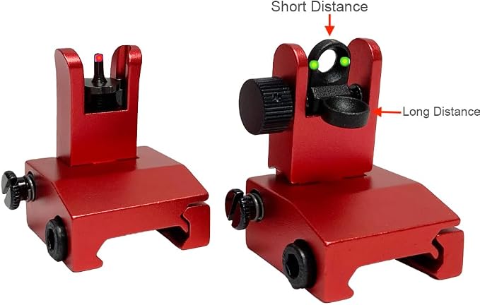 Fiber Optic Flip Up Iron Sights Picatinny Rail Mounted Front and Rear Backup - Image 3