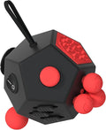 Fidget Dodecagon –12-Side Fidget Toys Cube Relieves Stress and Anxiety Anti Depression Travel Toy Christmas Stocking Stuffers Gifts for Children and Adults (A4 Black red)