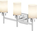 AONEON Bathrom Light Fixtures Brushed Nickel 3-Light with White Frosted Glass Shade, Modern Wall Lamps Over Mirror for Bath Washroom Living Room T001BR-L3