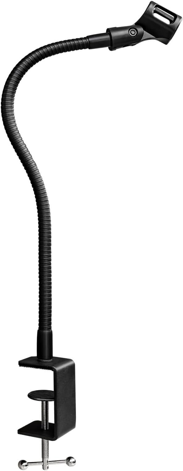 19-INCHS Flexible Gooseneck Microphone Stand with Heavy Duty Desk Clamp for Podcast, Meetings, Lectures, Radio Broadcasting Studio, Live Broadcast Equipment, TV Stations