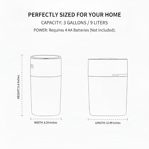 MUEE 3 Gallon Motion Senor Bathroom Trash Can with Lid, Automatic Trash Can Auto-Adsorption Touchless Garbage Can, Slim Small Trash Bin Waterproof Waste Basket for Toilet Bedroom Living Room Office RV