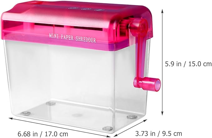 Manual Desktop Paper Shredder Red Small Handheld Shredder for Office and Home Use Wear-Resistant for A4 Paper and Cards