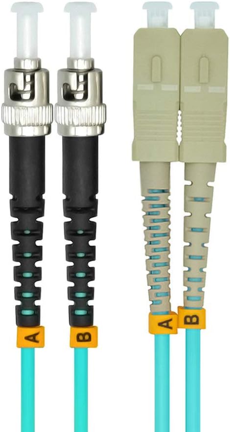 Jeirdus 50Meters 160ft SC to ST Duplex 50/125 10G OM3 Multi-Mode Fiber Optic Cable Jumper Optical Patch Cord SC-ST