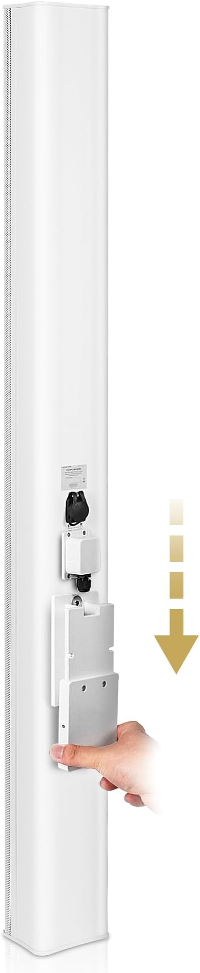 Sound Town Weatherproof Compact Aluminum Line Array Column Speaker with Wall Mount Bracket, 10 x 3 Woofers, 6 x 1.2 Dome Tweeters, White, for Church, Indoor & Outdoor Installation (CARPO-M106W)
