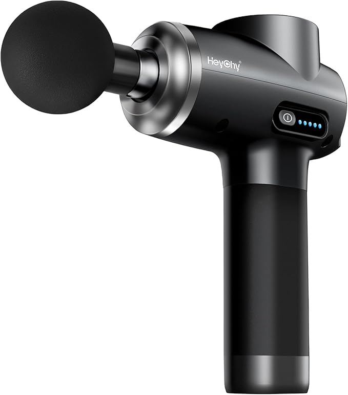 HEYCHY Professional Muscle Massage Gun Deep Tissue, Portable Handheld Massager with 5 Speeds and 5 Heads, Percussion Back Body Masajeador 12mm Amptitude for Athletes, Electric Back and Neck Massager