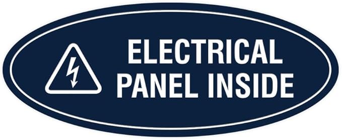 Signs ByLITA Oval Electrical Panel Inside Sign (Navy Blue/White) - Large