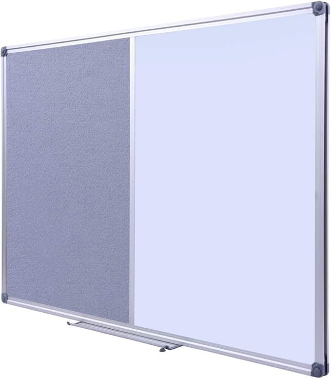 36 x24 inch Cork & Dry Erase Combo Board - Magnetic Whiteboard & Grey Bulletin Board for Office, Home, Classroom | Wall-Mountable with Aluminum Frame & Pen Tray