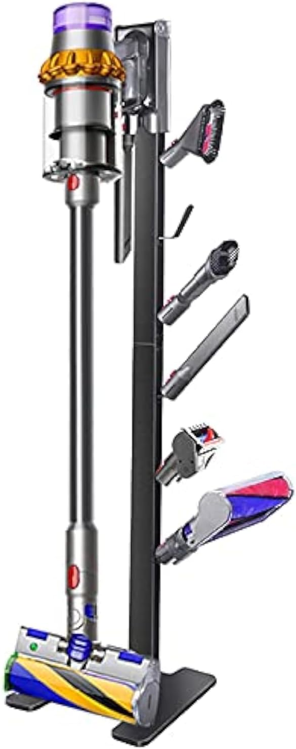 XIGOO Storage-Stand-Docking-Station-Holder Compatible with V15 V10 V8 V7 V6 Cordless Vacuum Cleaners & Accessories, Stable Metal Bracket Organizer Rack, Brushed Black