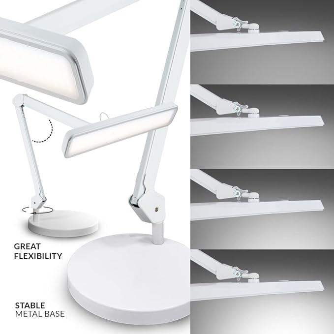 Neatfi (New Model) XL 2,500 Lumens LED Task Lamp, 5 Light Modes, 3000-6000K Correlated Color Temperature, 30W, Dimmable, 324 Pcs SMD LED, Desk Light for Home, Office (CCT with Base, White)