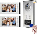 ANJIELO SMART Wired Video Multifamily Apartment Intercom System,2/3/4/6/8/10/12 Units 7 inch Monitor Video Door Phone Kit,Video Doorbell, ID Card Unlock, 2 Way Audio for Home (1 doorbell + 2 Monitor)