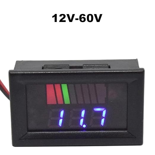 Battery Charge Level Indicator Car Battery Capacity Meter Tester Checker 12V-60V Blue Motorcycle Checker Auto Tester Fuel Gauge Indicator