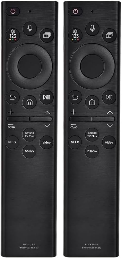 2 Pack BN59-01385A Samsung TV Remote Control Replacement for Smart TV - Easy Setup, Universal IR Voice Remote, Solarcell - Works with Samsung QLED, Frame, Crystal UHD, 4K, & LED Smart TVs