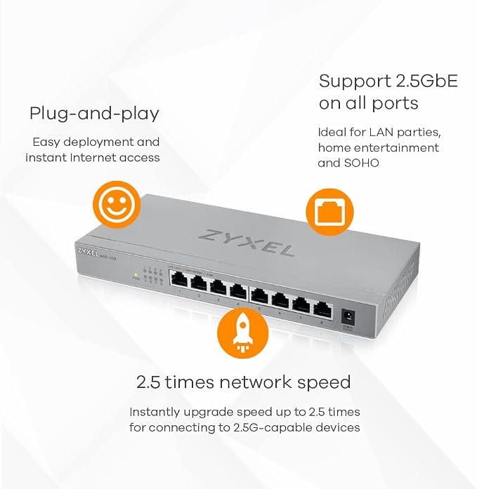 Zyxel 8-Port 2.5GbB MultiGig Ethernet Unmanaged Switch | 8 x 100/1G/2.5G Mbps - Image 6