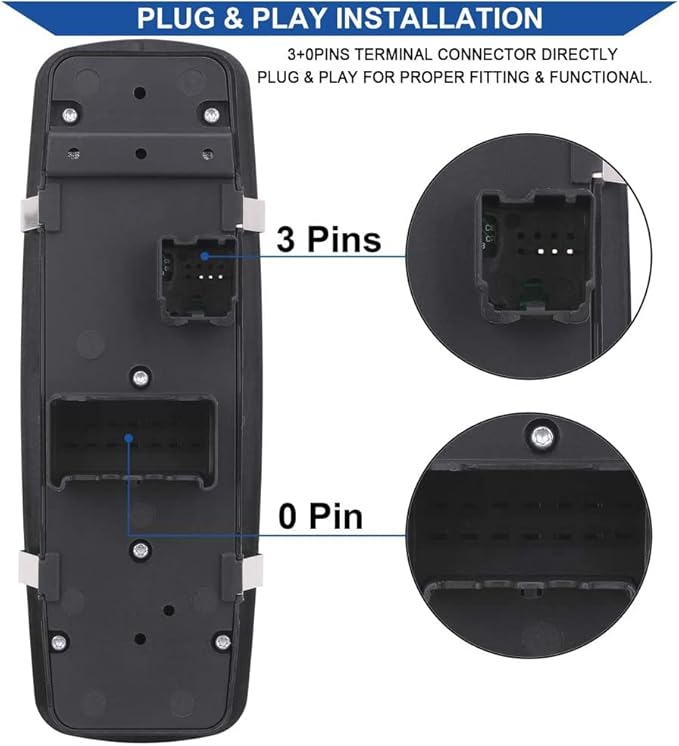 Obaee Driver Side Window Switch Power Control Button Compatible with 2010-2011 Chrysler Town & Country, Dodge Grand Caravan, Replacement OEM 04602535AH 04602535AI, Double Auto Green Light