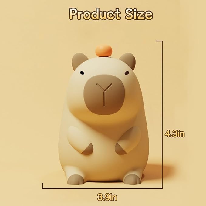 LEDHOLYT Capybara Cute Night Light for Kids, Rechargeable LED Dimmable Silicone Nightlight for Kids,Funny Light Up Capibara,Squishy Capybara Lamp Xmas Gifts