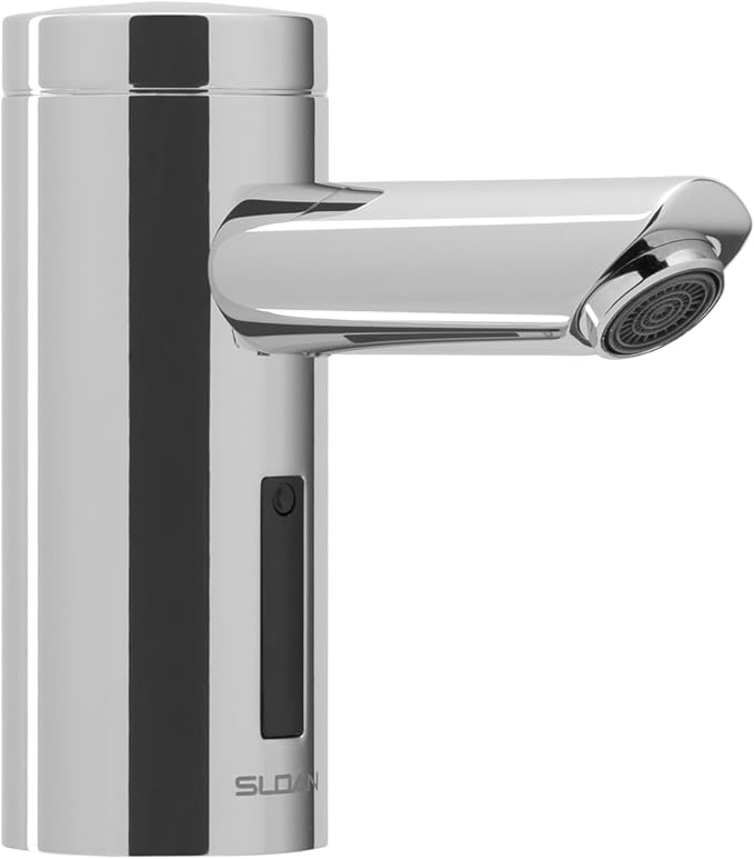 Sloan Optima EAF-200 Sensor Activated Touch-Free Faucet, Commercial Grade w/Mounting Hardware - 0.5 GPM Bluetooth Plug Adapter Hardwired Deck-Mounted Mid Body, Polished Chrome Finish, 3335050
