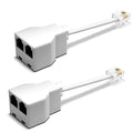 RJ11 Phone Jack Splitter for Landline 2 Way Duplex Telephone Adapter 6P4C by RetailAndBulk